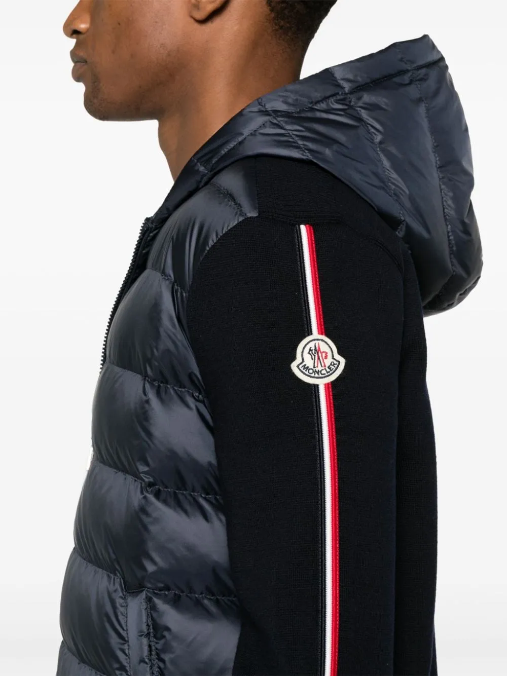 Moncler - Cardigan navy matelassé en laine