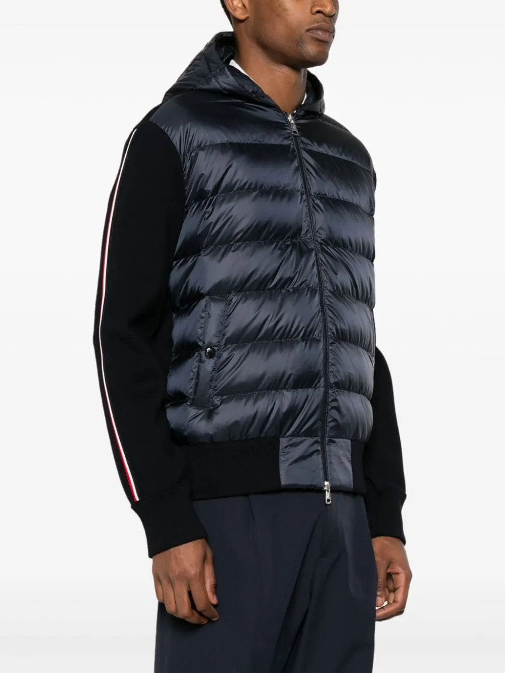 Moncler - Cardigan navy matelassé en laine