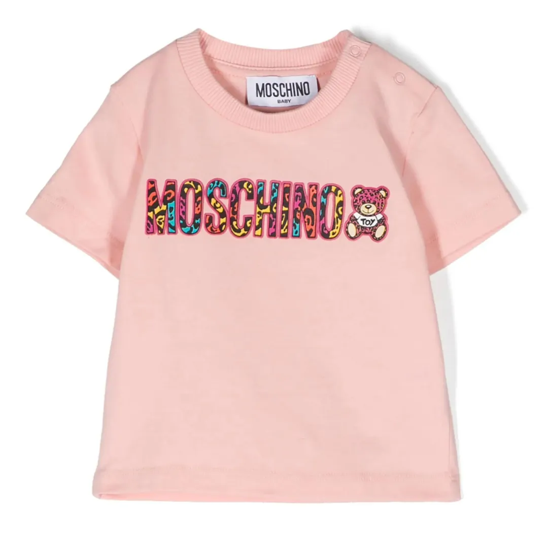 Moschino -Shirt Leopard Logo Pink