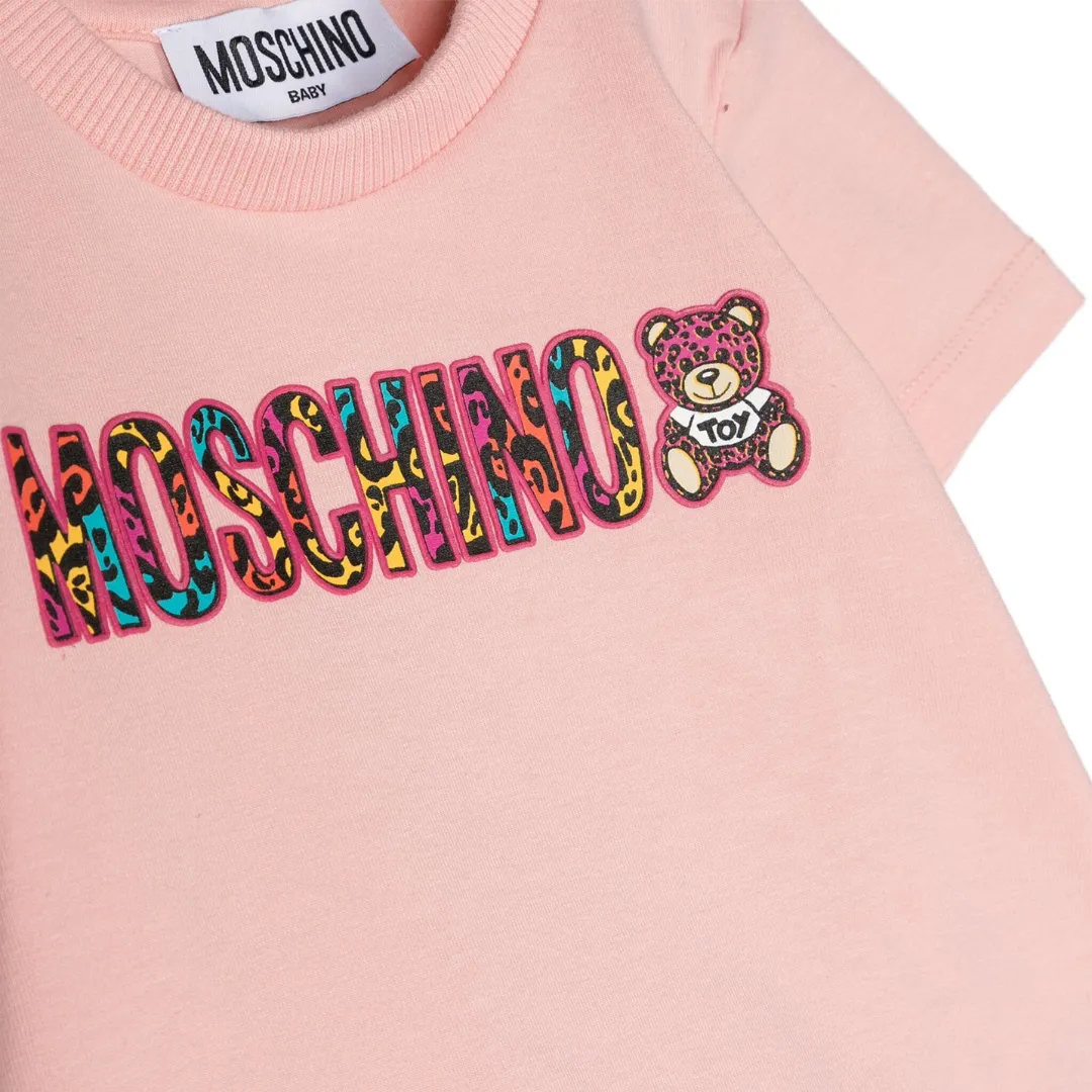 Moschino -Shirt Leopard Logo Pink