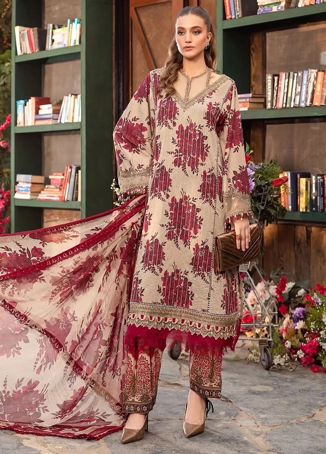 M.Prints By Maria B Embroidered Lawn Unstitched 3 Piece Suit - MB24MPL 10A