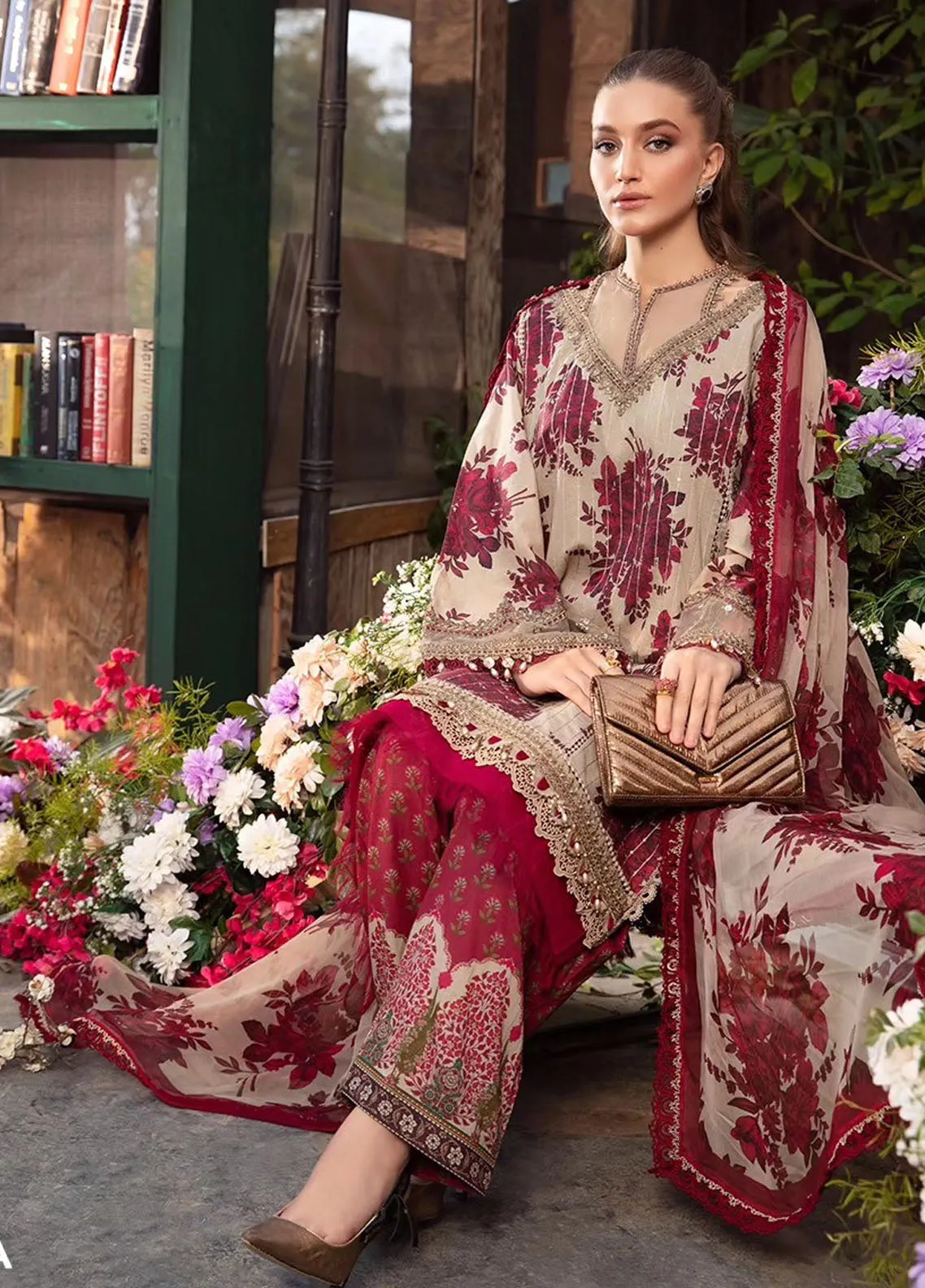 M.Prints By Maria B Embroidered Lawn Unstitched 3 Piece Suit - MB24MPL 10A