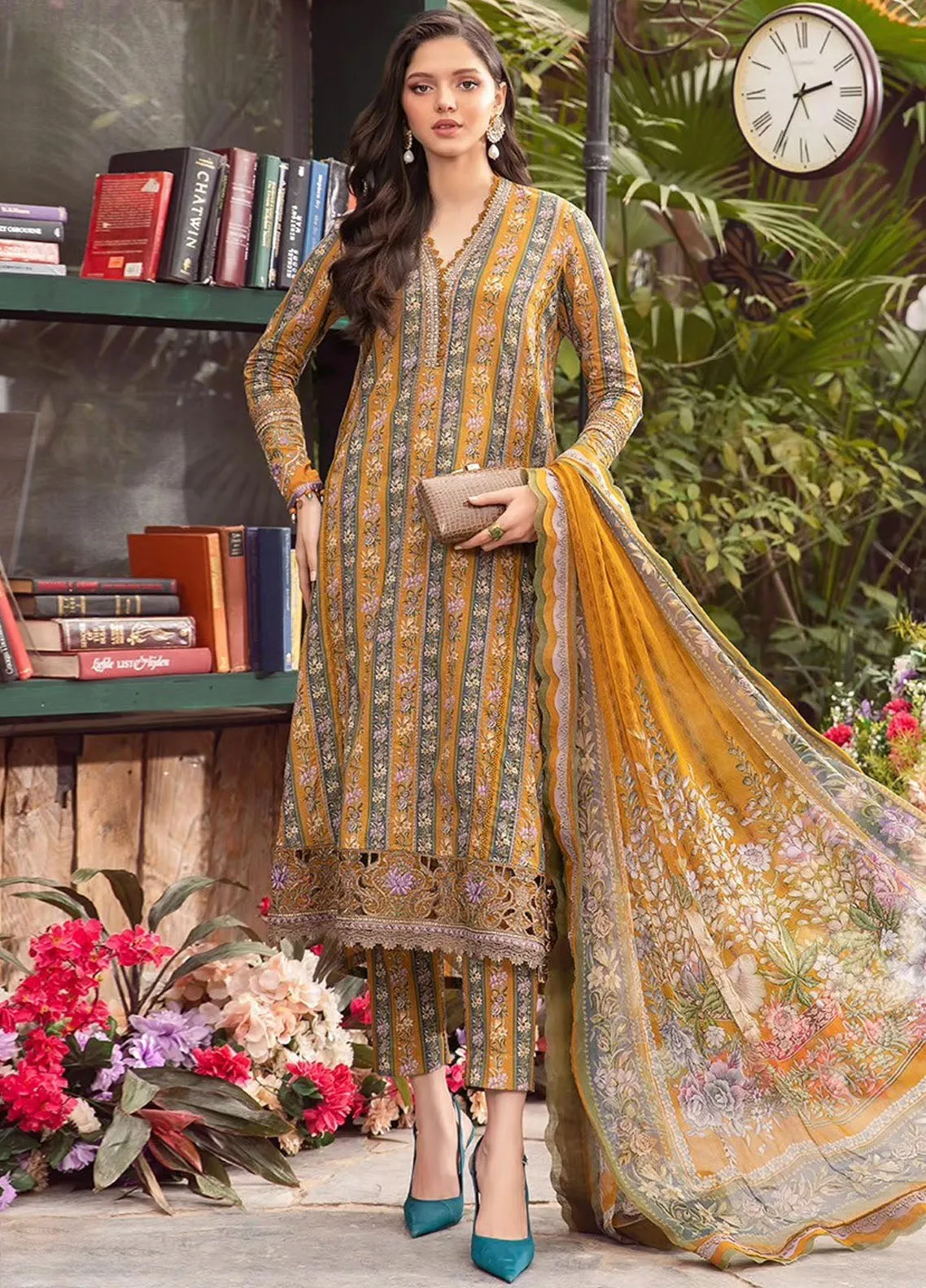 M.Prints By Maria B Embroidered Lawn Unstitched 3 Piece Suit - MB24MPL 7A