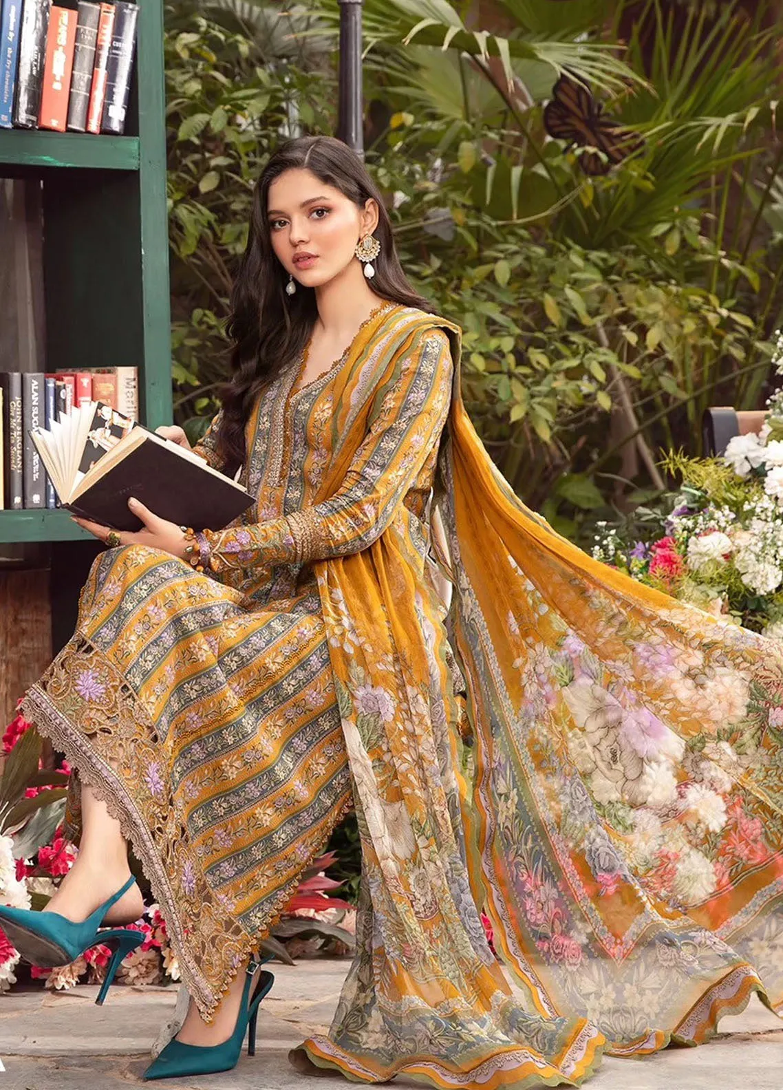 M.Prints By Maria B Embroidered Lawn Unstitched 3 Piece Suit - MB24MPL 7A