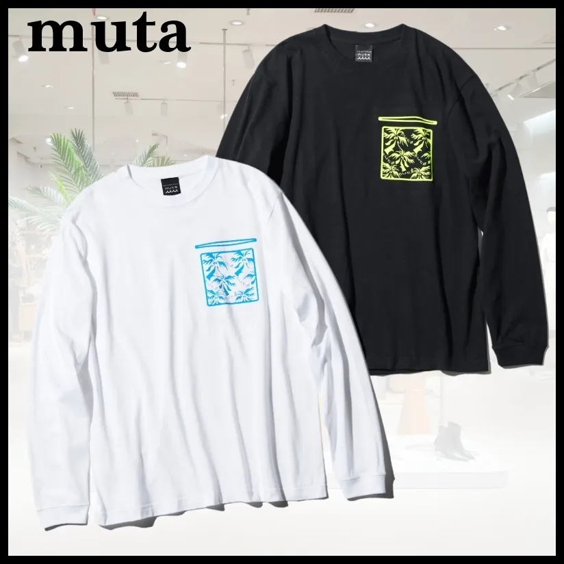 muta  |Crew Neck Pullovers Street Style Long Sleeves Plain Cotton