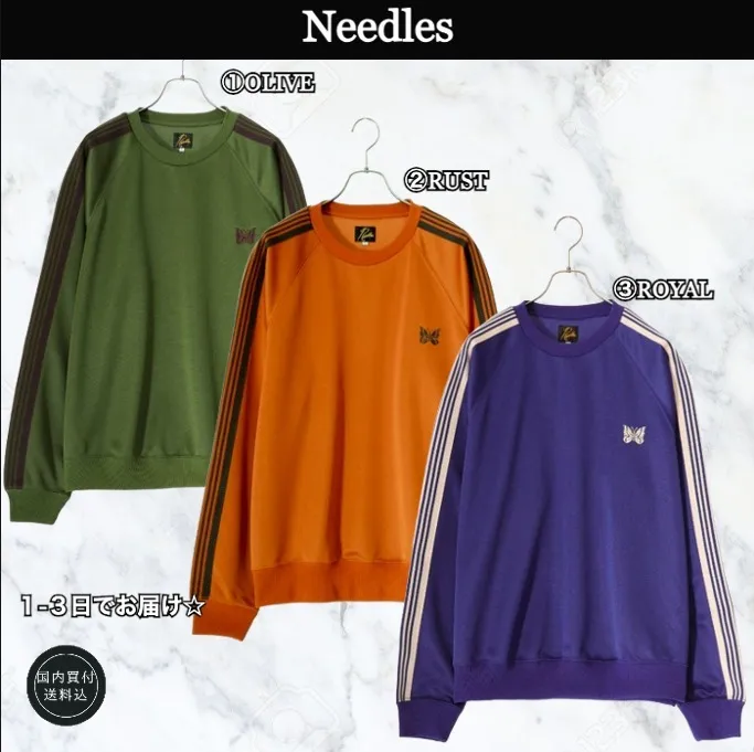 Needles  |Pullovers Unisex Nylon Street Style U-Neck Long Sleeves Logo