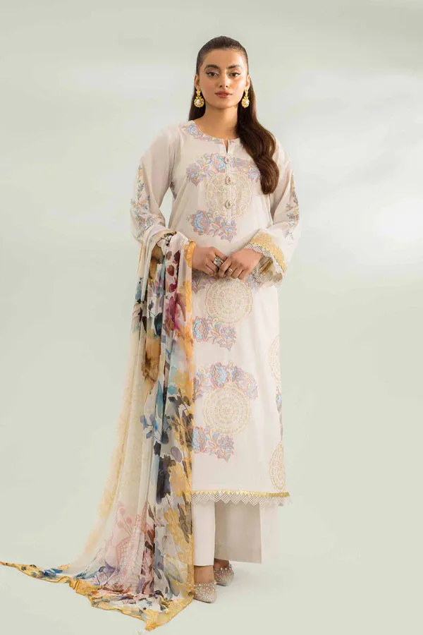 Nishat Festive Eid Embroidered Cambric Unstitched 3Pc Suit - 42401439