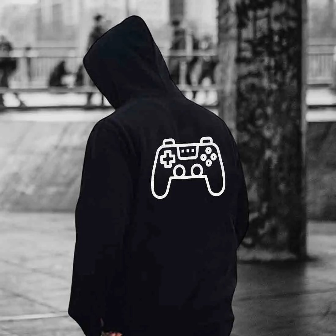 Nutcase Designer Unisex Black Hoodie  - Game