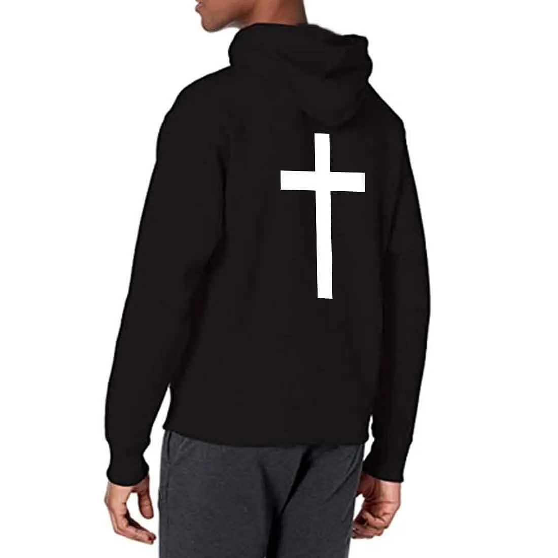 Nutcase Unisex Designer Black Hoodie Men Sweatshirt (Black) - Cross