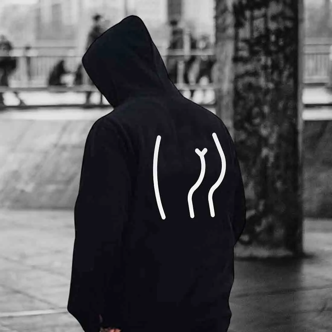 Nutcase Unisex Designer Black Hoodie Men Sweatshirt (Black) - Curve Lines