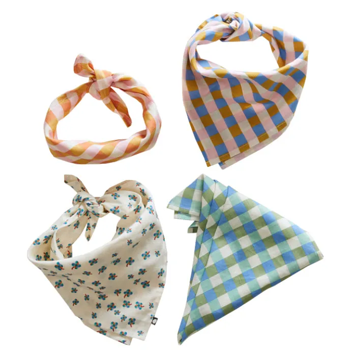 Oeuf Baby And Child Square Bandana Moss Green Gingham