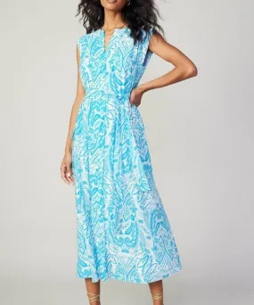 Paisley Print Midi Dress - Blue Multi