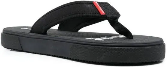 Palm Angels logo-tag flip flops Black