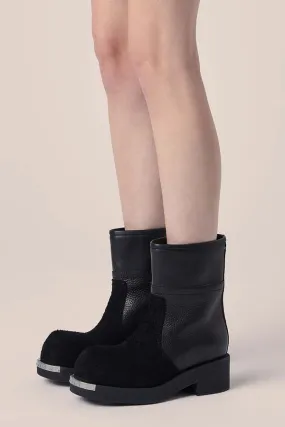 Panelled leather ankle boots - Black