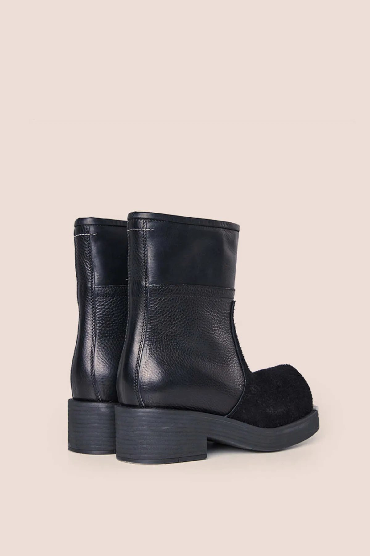 Panelled leather ankle boots - Black