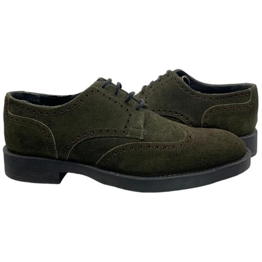 Paolo Shoes Cornelio Suede Wingtip Oxfords Khaki