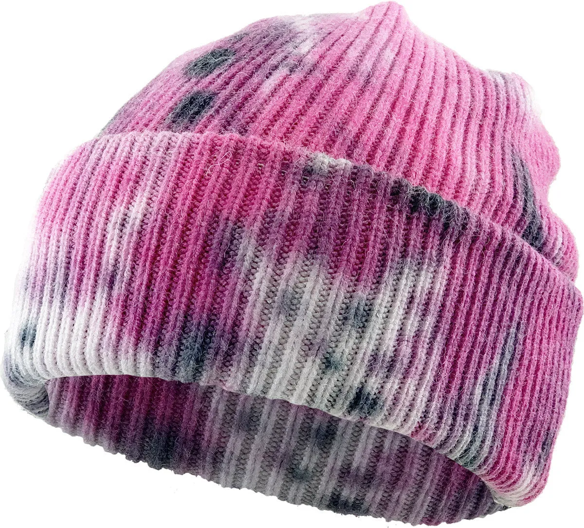 Pink/Black Tie Dye Beanie