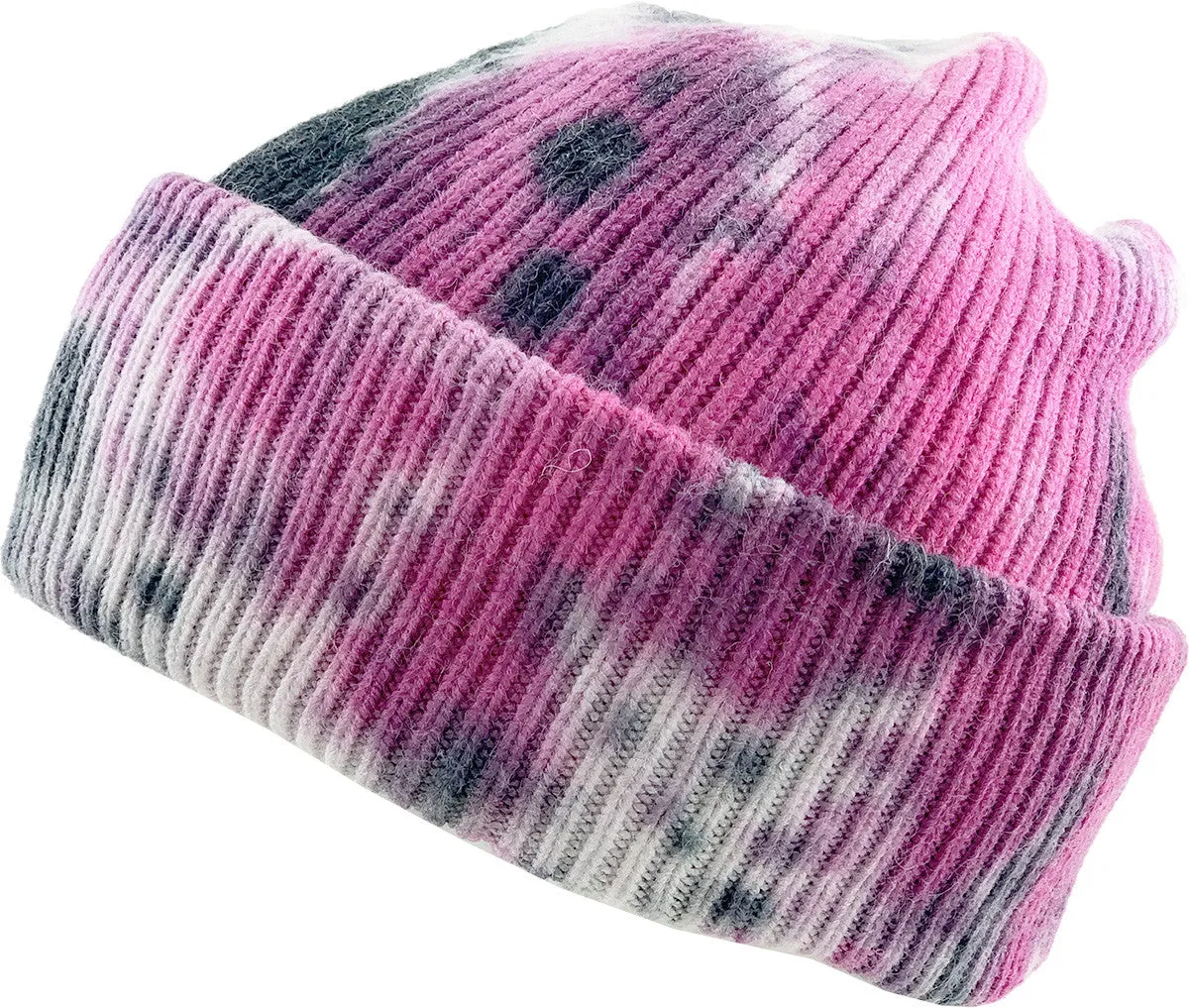 Pink/Black Tie Dye Beanie