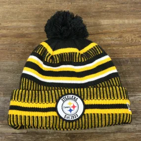 Pittsburgh Steelers On Field Sideline Cuffed Winter Knit Pom Pom Beanie | Yellow Winter Beanie