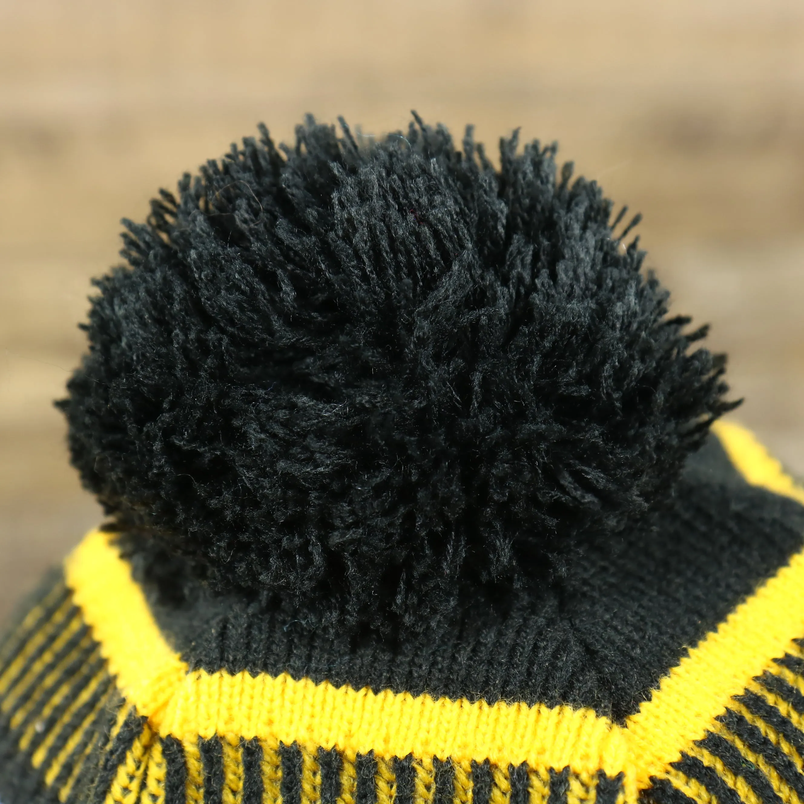 Pittsburgh Steelers On Field Sideline Cuffed Winter Knit Pom Pom Beanie | Yellow Winter Beanie