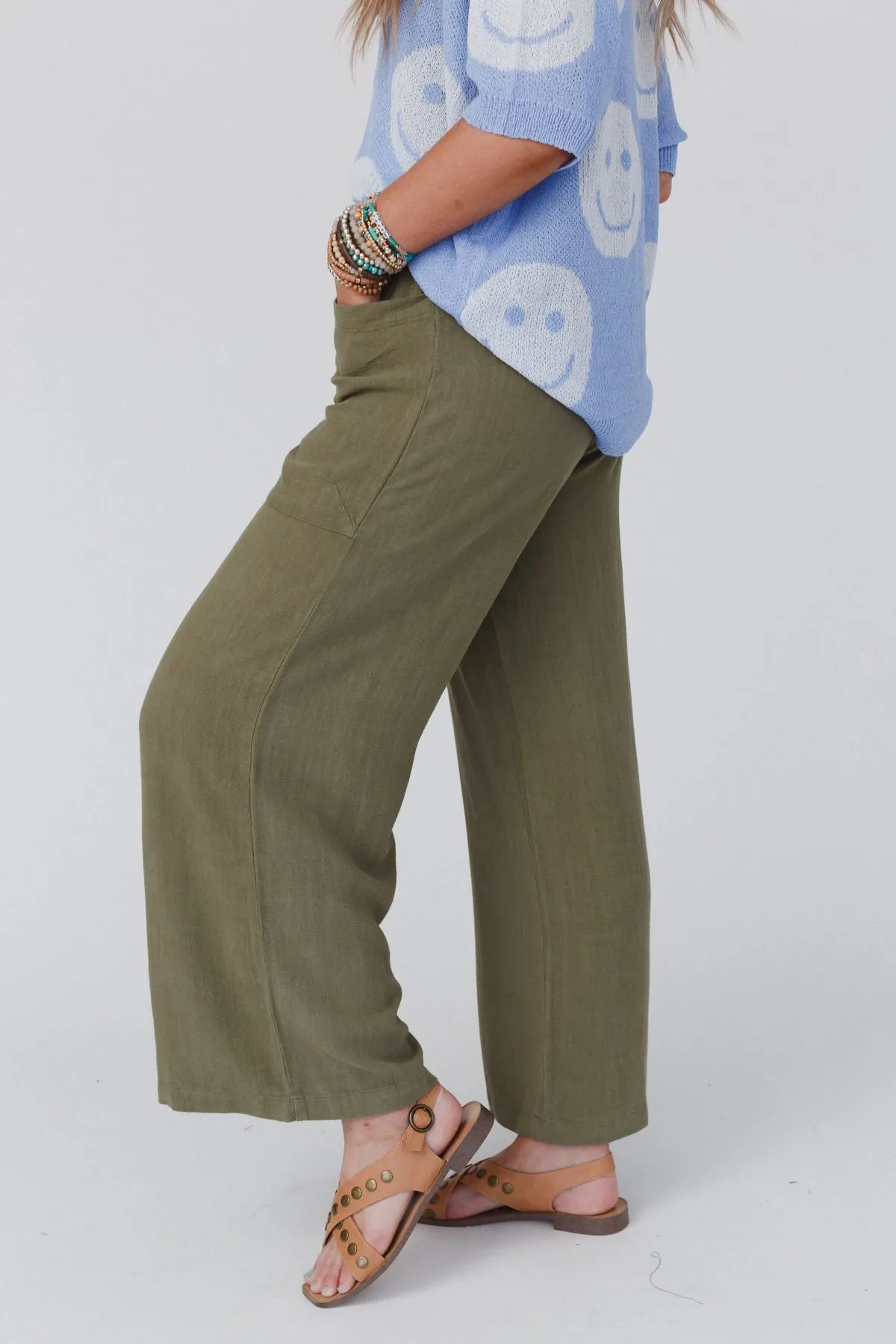 Pocket Full Of Sunshine Wide Leg Pants - Olive