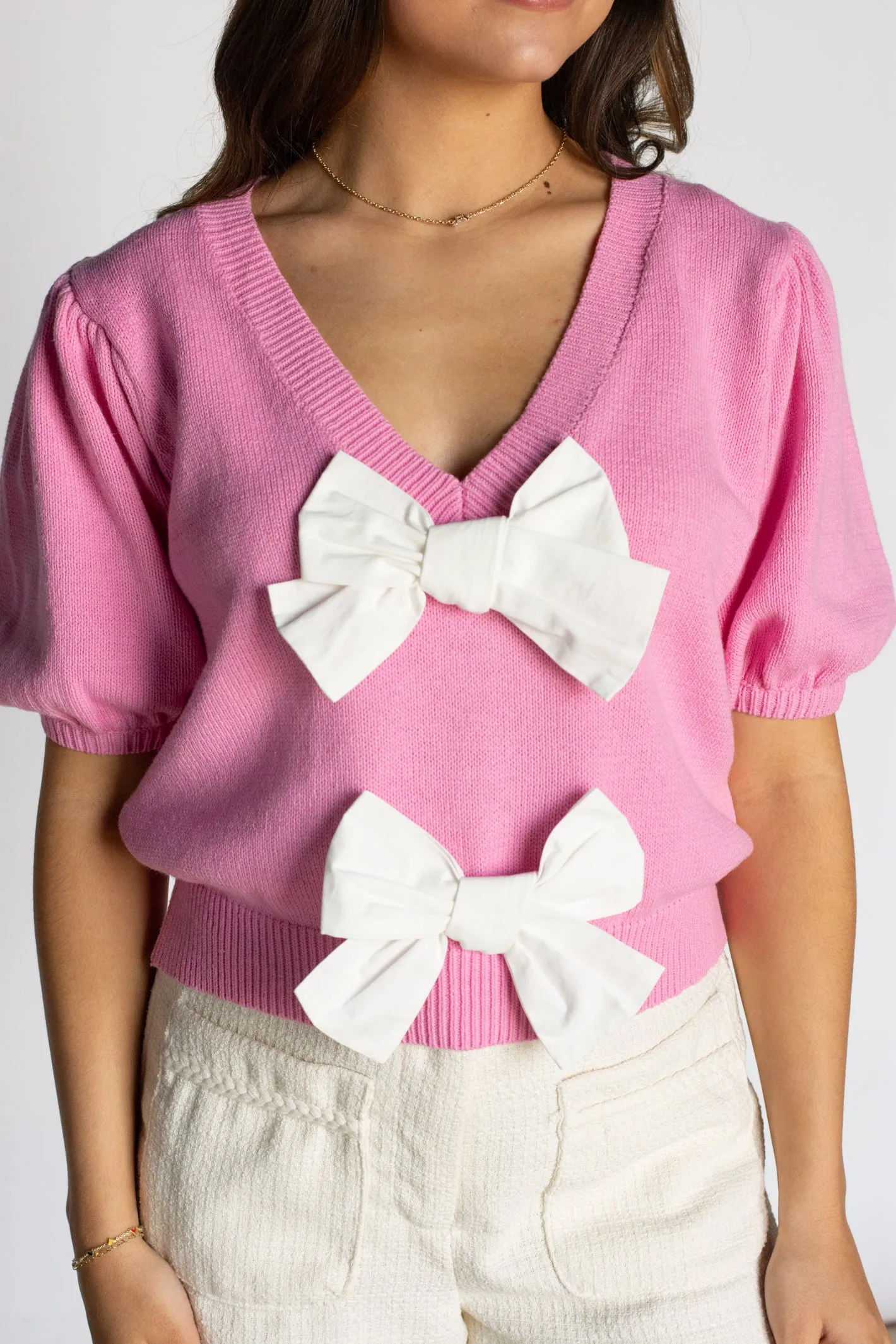 Poised Darling Pink Bow Top