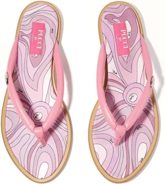 PUCCI abstract print flip flops Pink