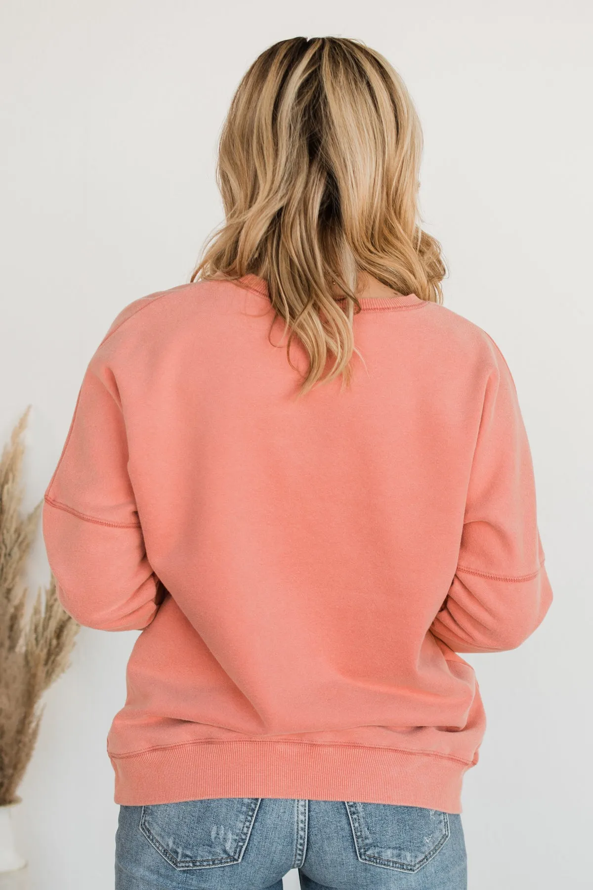 Pulse Basics Notice Me Crew Neck Pullover- Peach