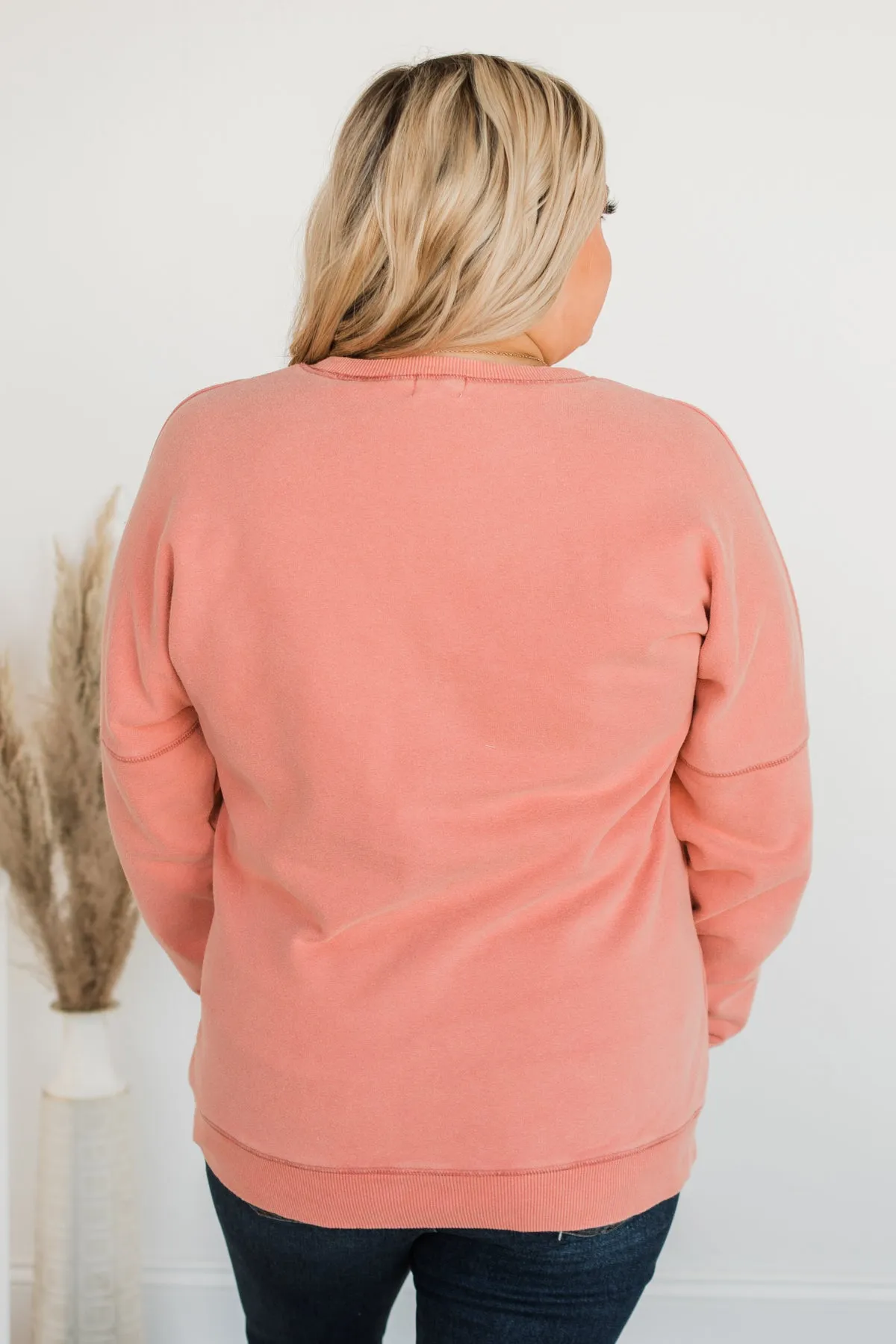 Pulse Basics Notice Me Crew Neck Pullover- Peach