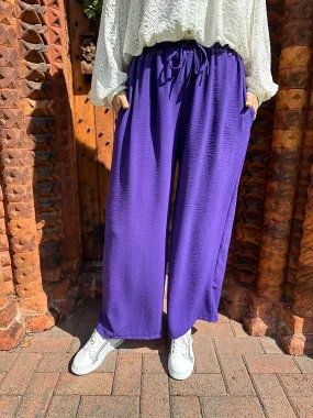 Purple Wide Leg Pocket Trousers Claudia