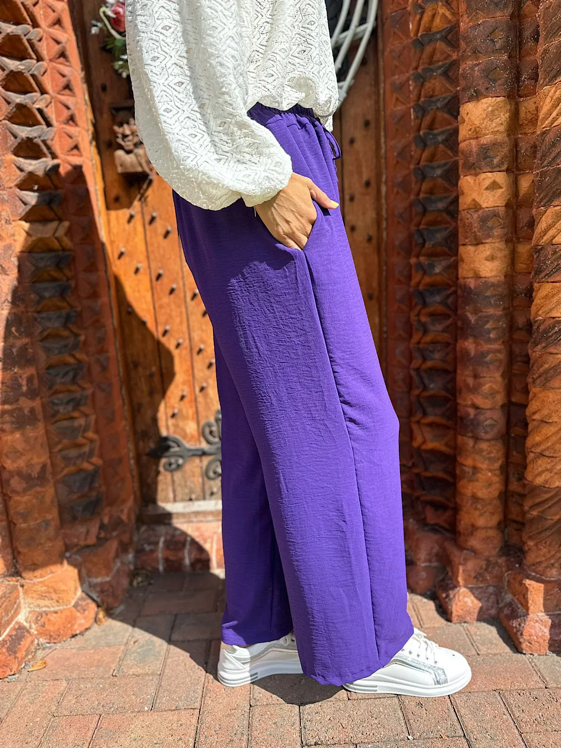 Purple Wide Leg Pocket Trousers Claudia