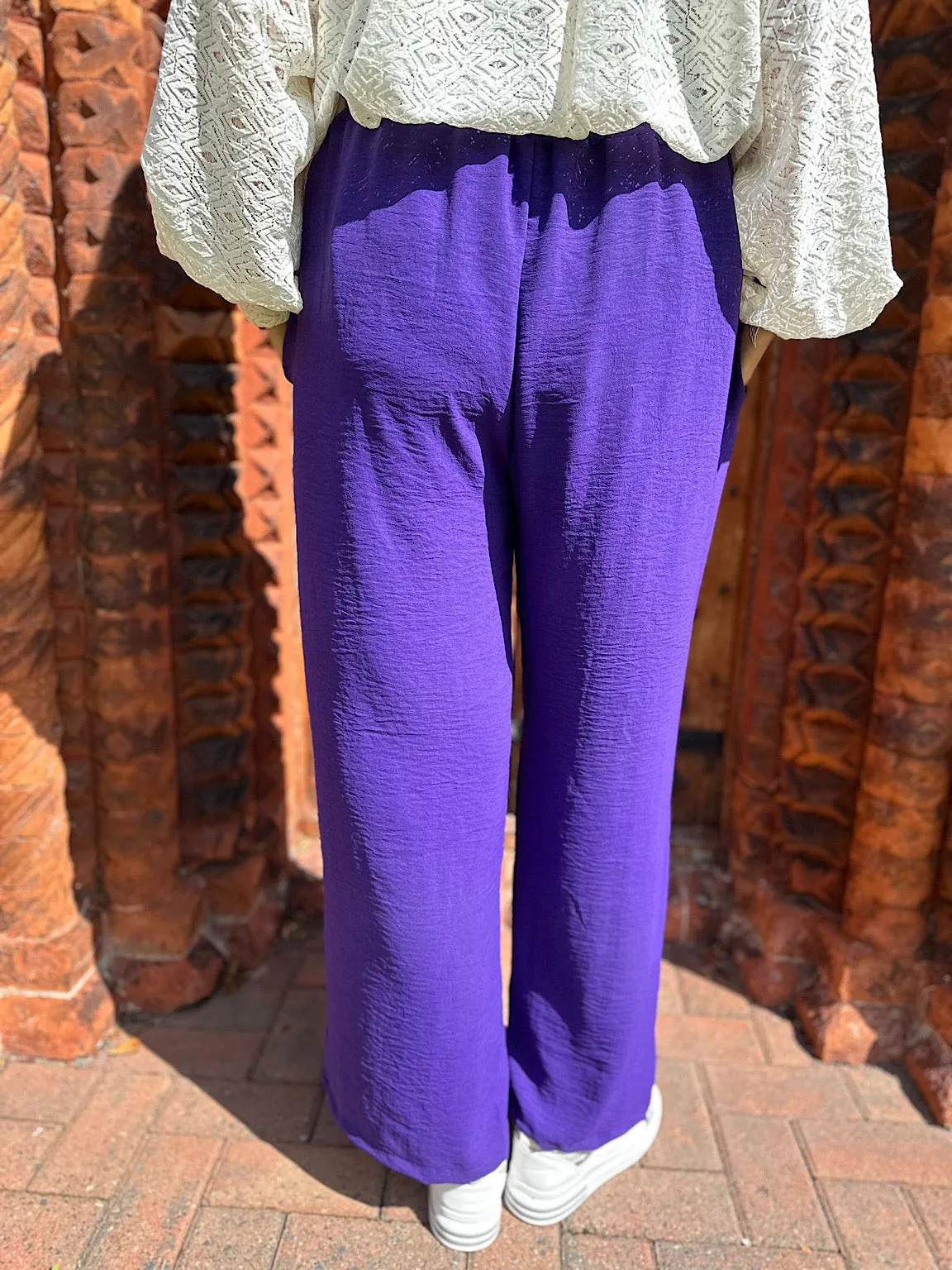 Purple Wide Leg Pocket Trousers Claudia