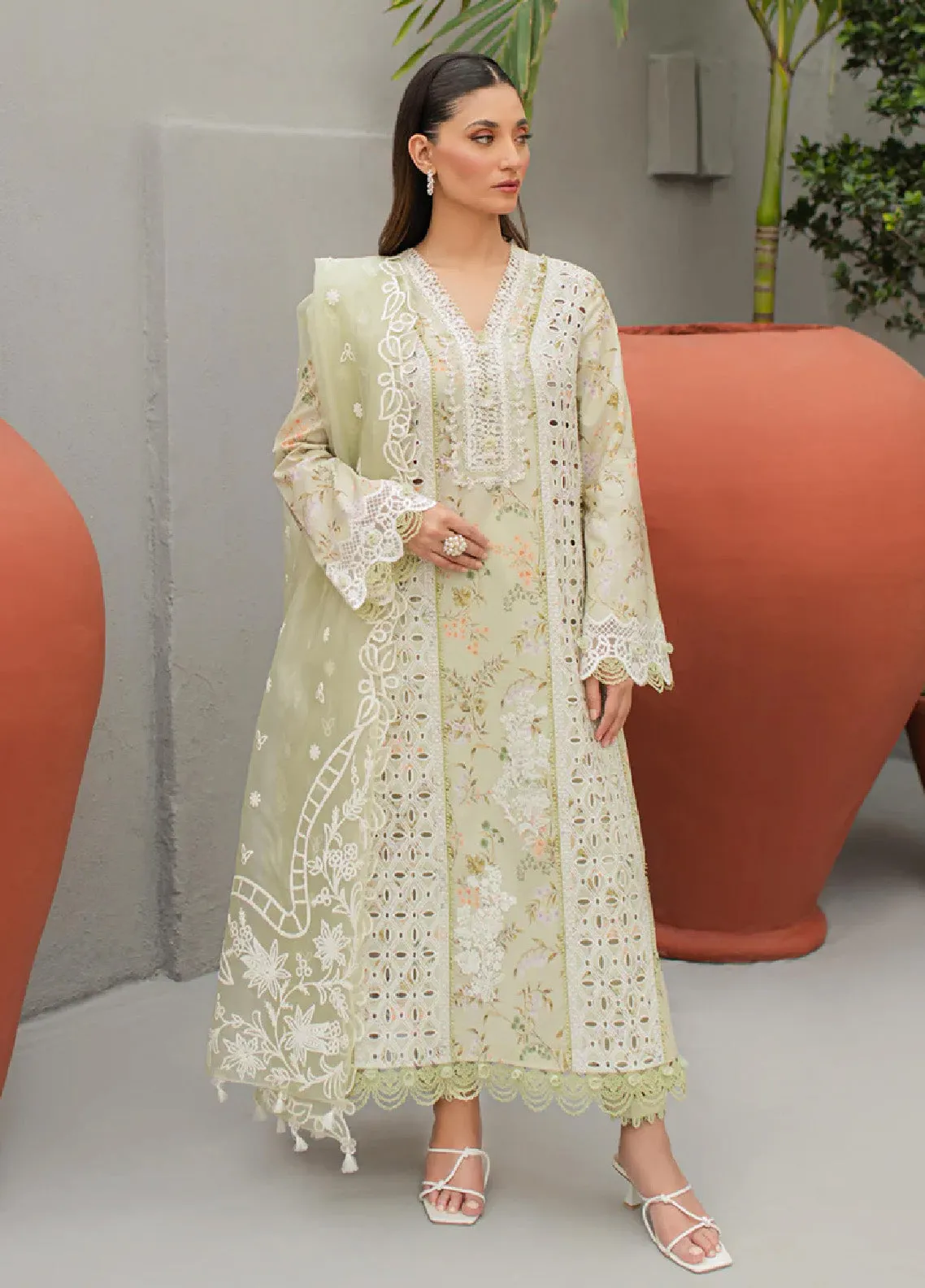 Qalamkar Qline Embroidered Lawn 3 Piece Unstitched Suit Q24QEL-01 EULALIA