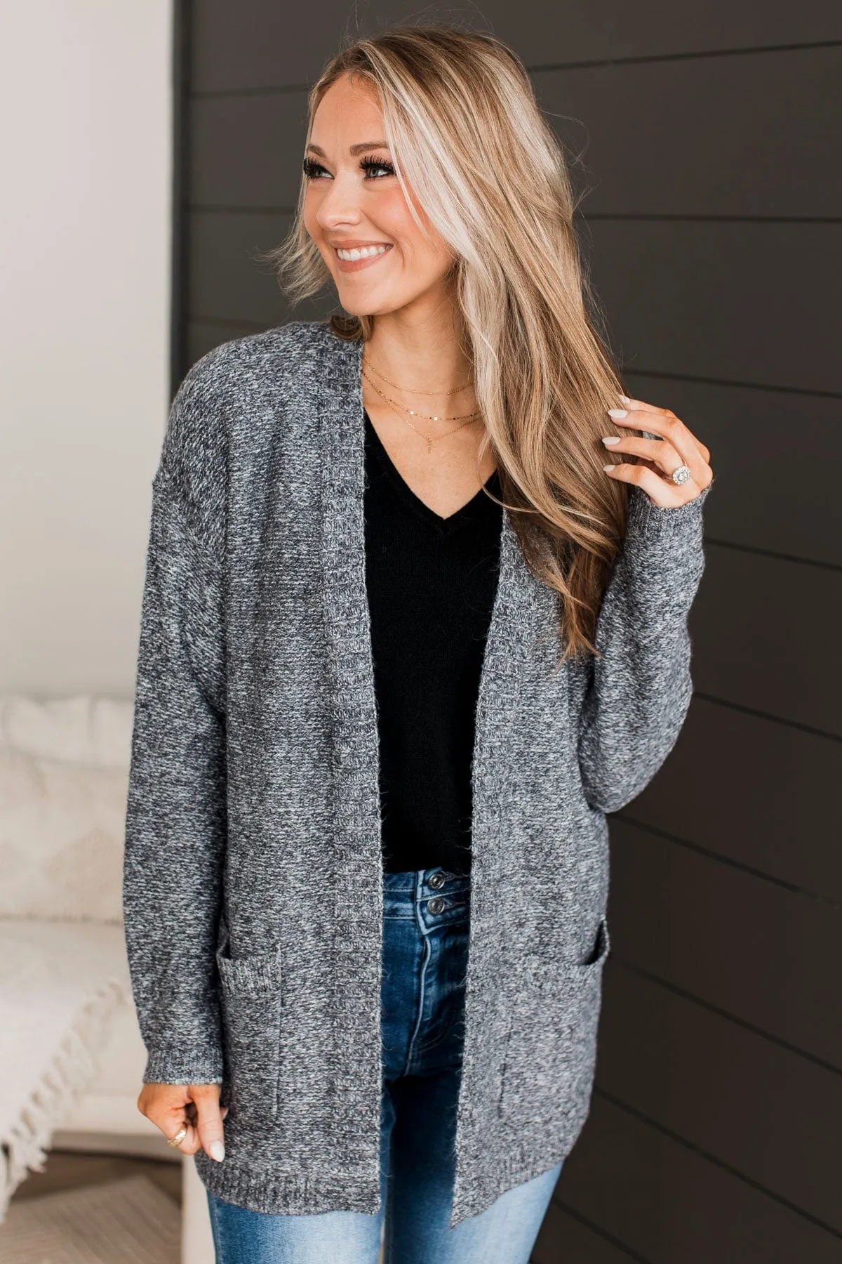 Quite A Delight Knit Cardigan- Grey