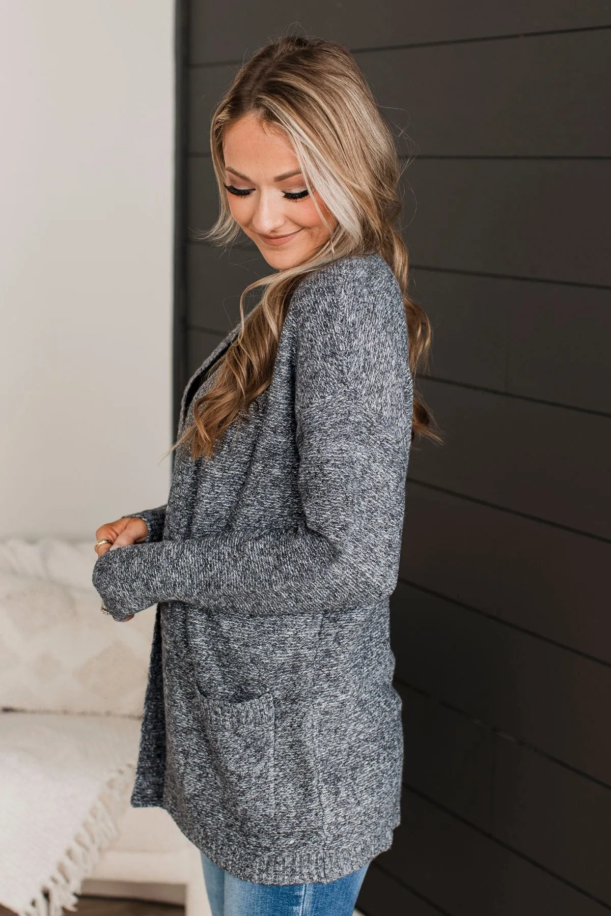 Quite A Delight Knit Cardigan- Grey