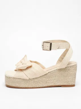 Quiz Nude Woven Bow Front Wedges