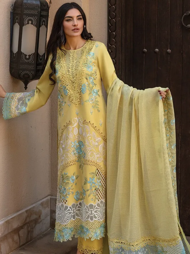 Rang Rasiya Premium Embroidered Lawn Unstitched 3Pc Suit D-01 AMANI