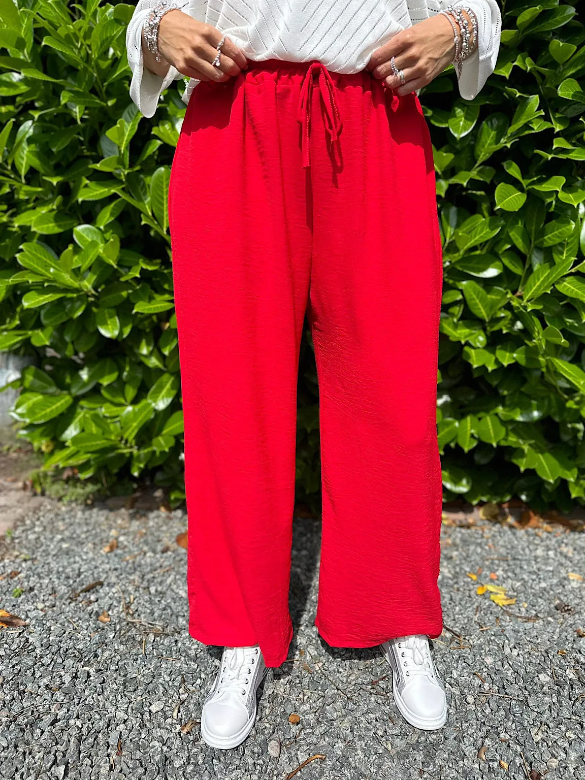 Red Wide Leg Pocket Trousers Claudia