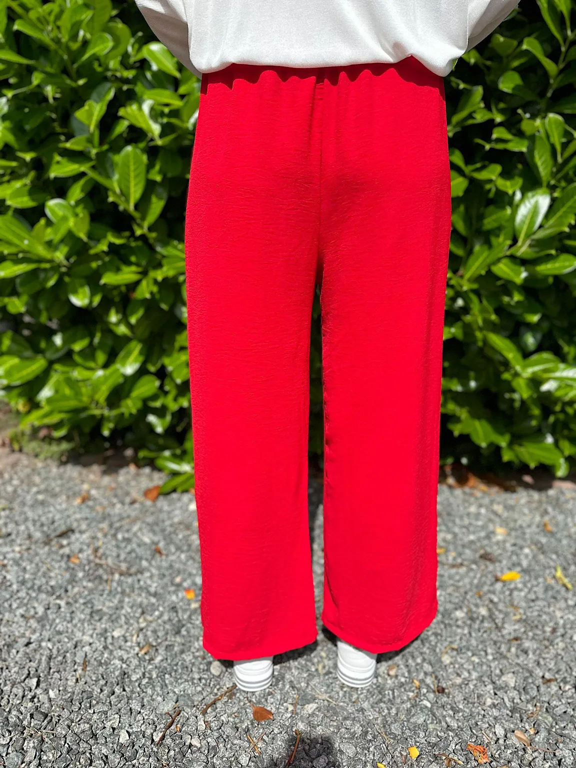 Red Wide Leg Pocket Trousers Claudia