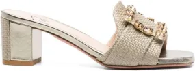 Roberto Festa Basa 50mm crystal-buckle mules Neutrals