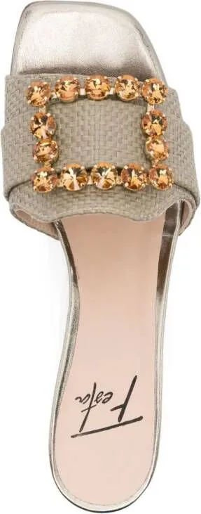 Roberto Festa Basa 50mm crystal-buckle mules Neutrals