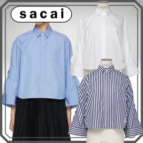 sacai  |Stripes Casual Style Collaboration Long Sleeves Plain Cotton