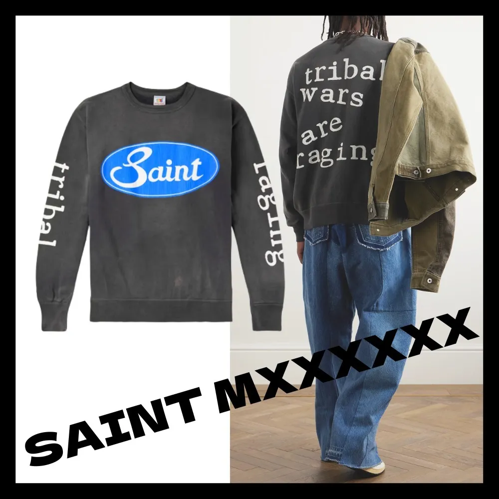 Saint Mxxxxxx  |Crew Neck Pullovers Unisex Street Style U-Neck Long Sleeves