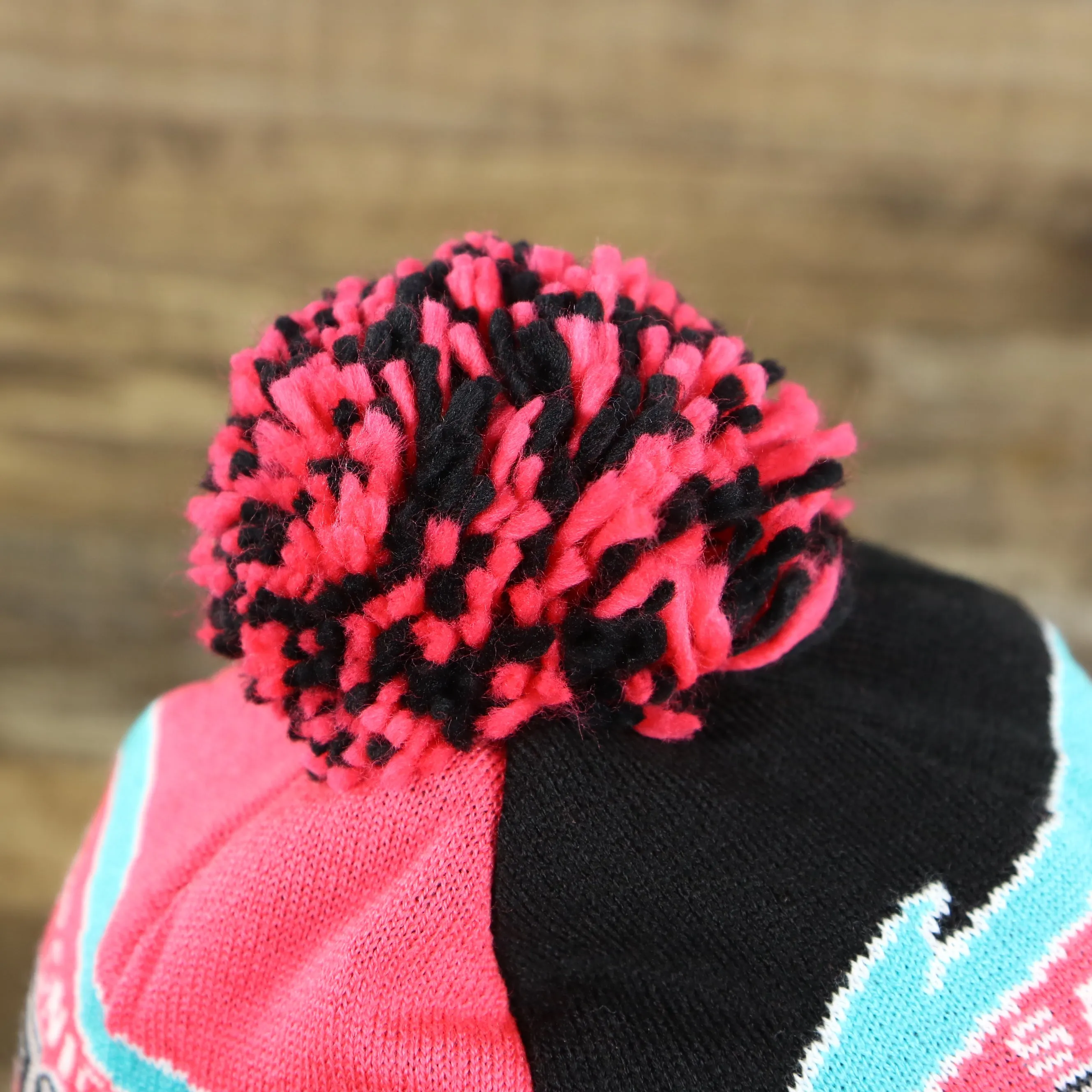 San Antonio Spurs Retro Logo Two Sided Cuffed Winter Beanie | Pink And Black Winter Beanie