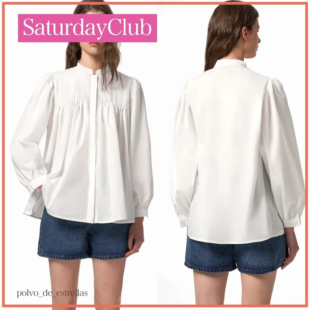 SaturdayClub  |Casual Style Long Sleeves Plain Cotton Office Style