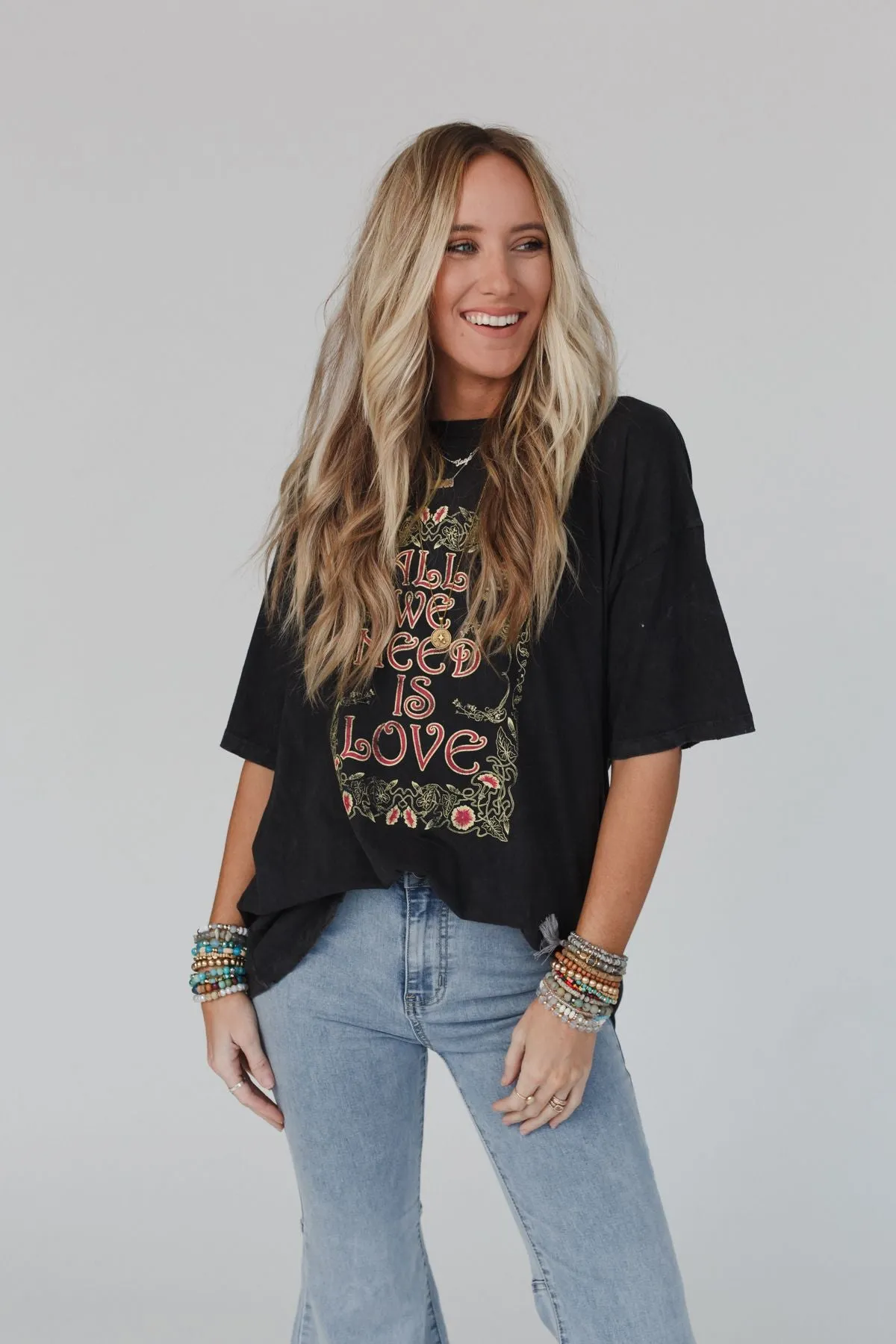 Share The Love Graphic Tee - Charcoal