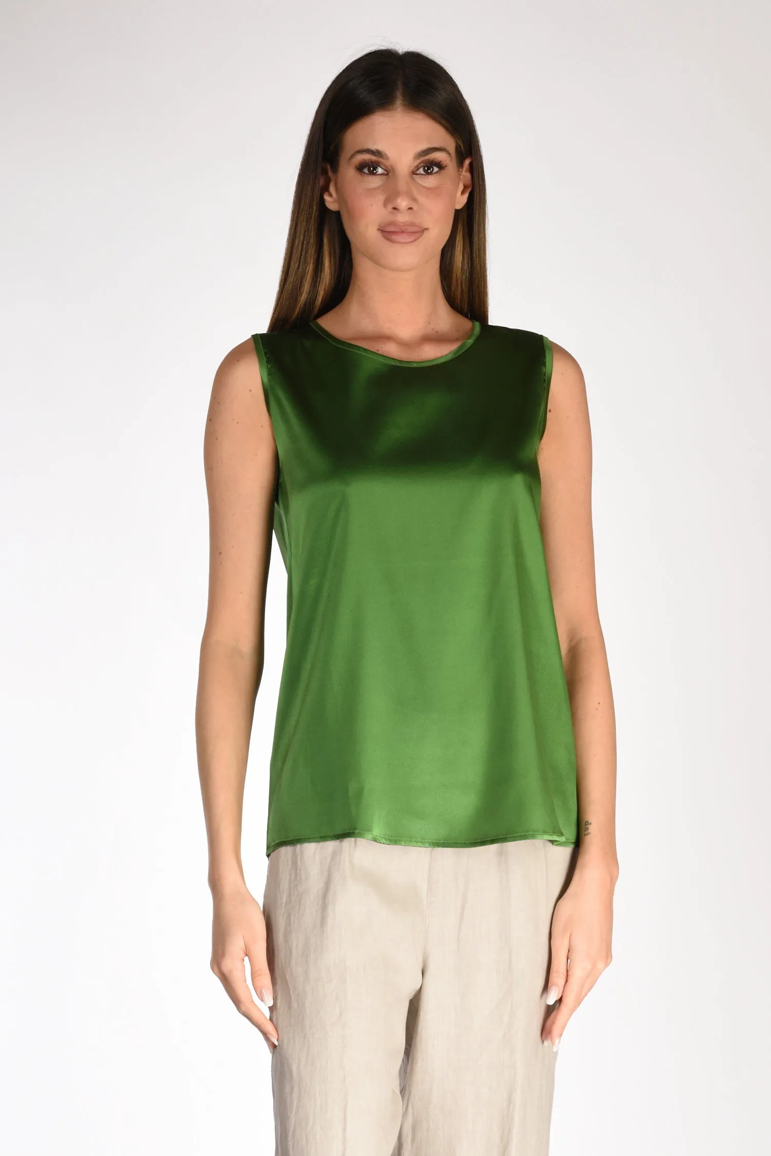 Shirt C Zero Canotta Seta Verde Donna