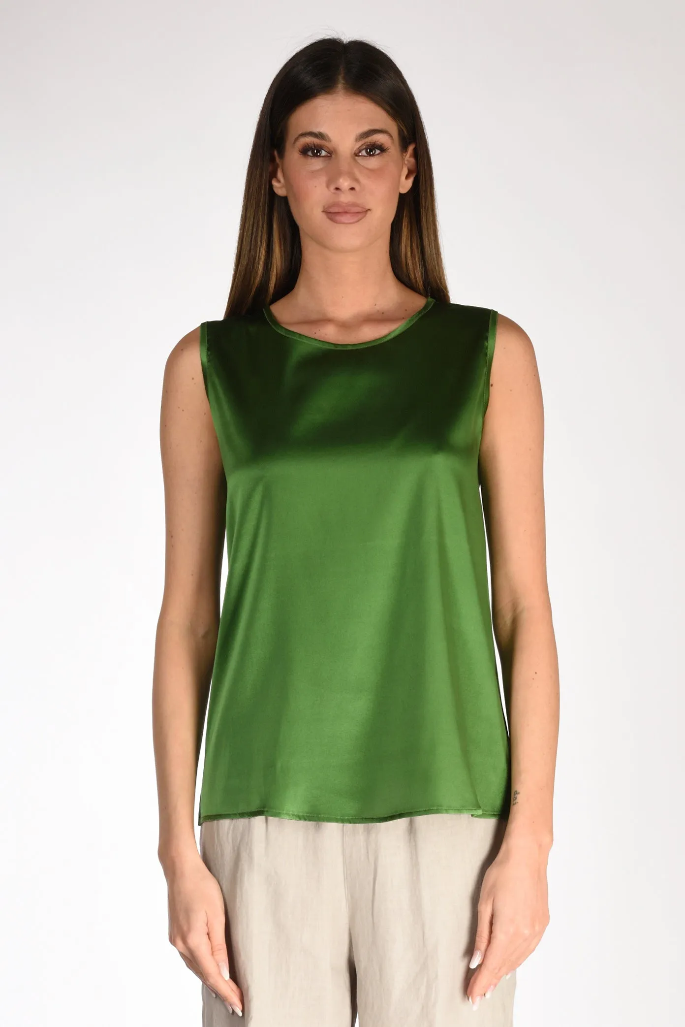 Shirt C Zero Canotta Seta Verde Donna