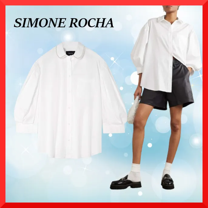 Simone Rocha  |Casual Style Cropped Long Sleeves Plain Cotton Party Style