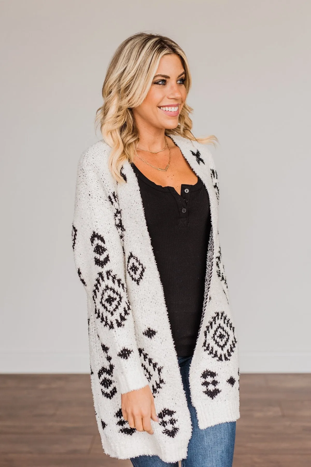 Simply Chic Aztec Cardigan- Black & Ivory